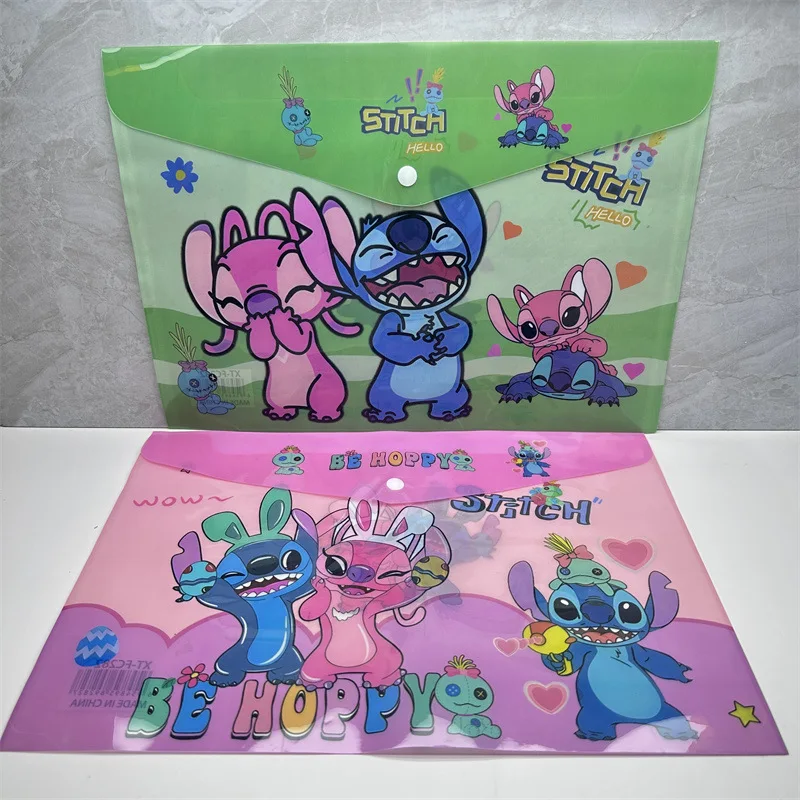 Stitch Snap Button File Bag - Lilo & Stitch A4 Document Bag for Test Papers and Archives