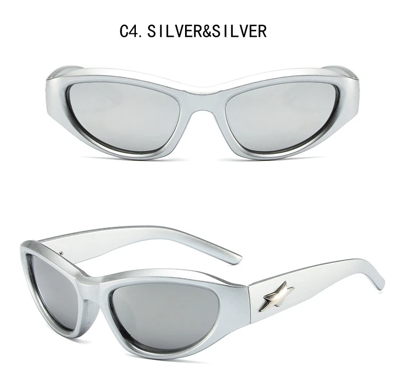 Stern Sonnenbrille für Frauen Männer Y2K Sport Punk Shades Marke Design Fünfzackigen Stern Uv400 Brillen Weibliche Brille – Detail 8