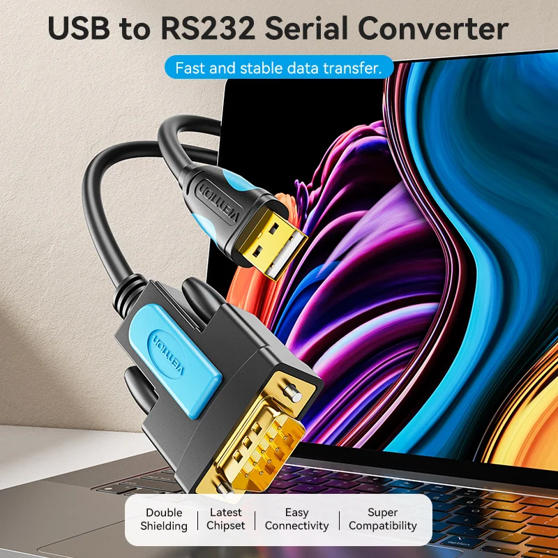 Vention USB naar RS232 mannelijke seriële datakabel 9-pins RS232 USB-kabel voor elektronische display Elektronische weegschaalverlenging RS232-kabel