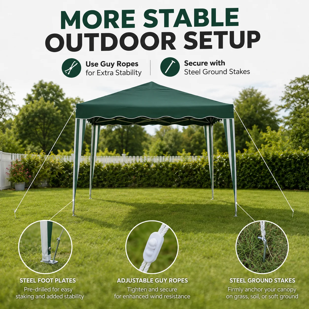 Tonnelle pliante pop-up avec montage rapide en 1 minute, structure en acier durable et toit en polyester 160g, abri extérieur portable 3x3m pour camping, jardins, fêtes, festivals, événements sportifs et marchés