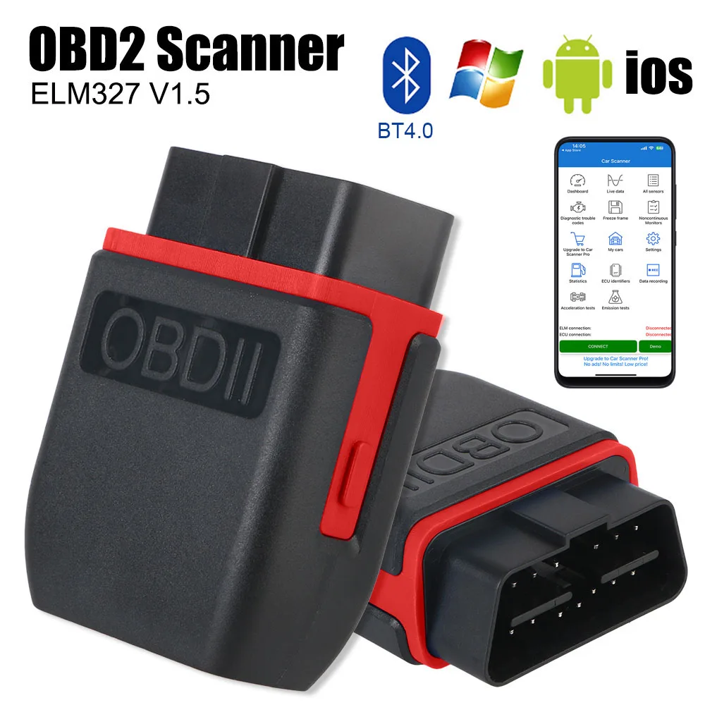 

Считыватель автомобильных кодов, сканер OBD2, автоаксессуары, автомобильные диагностические инструменты OBD II ​ ELM327 V1.5 Инструменты для ремонта Беспроводное сканирование двигателя с аккумулятором