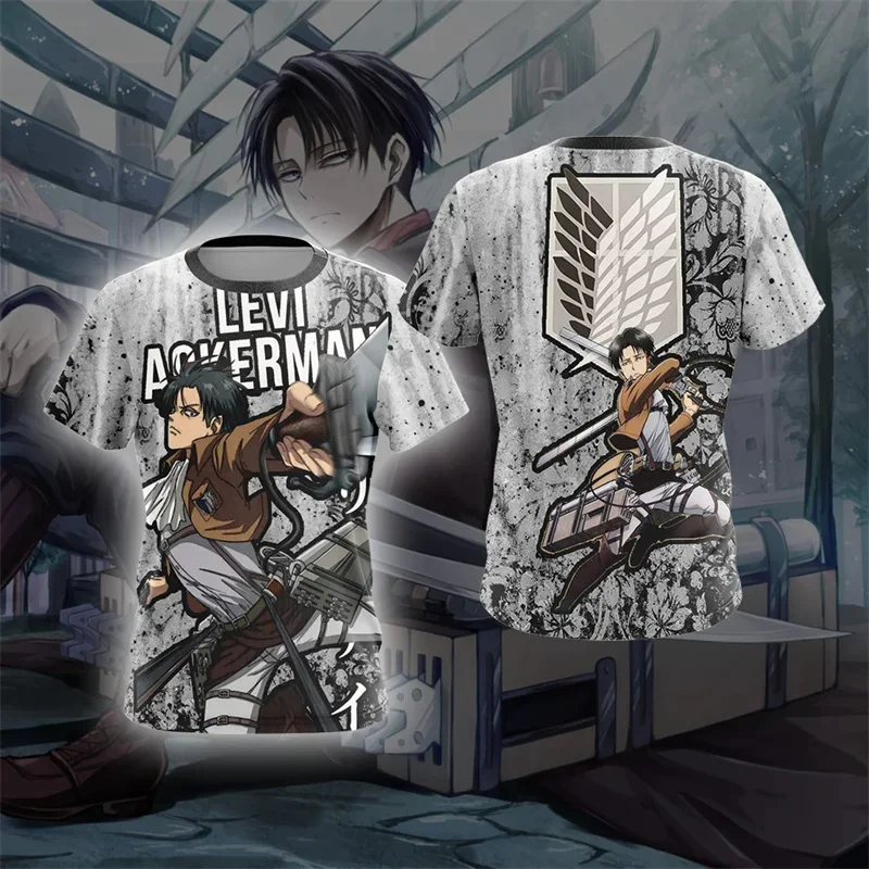 

Anime Attack on Titan Levi Ackerman Graphic T Shirt for Men Clothing 3D Manga Printed T-shirt Harajuku Fashion Kids Cartoon Tees