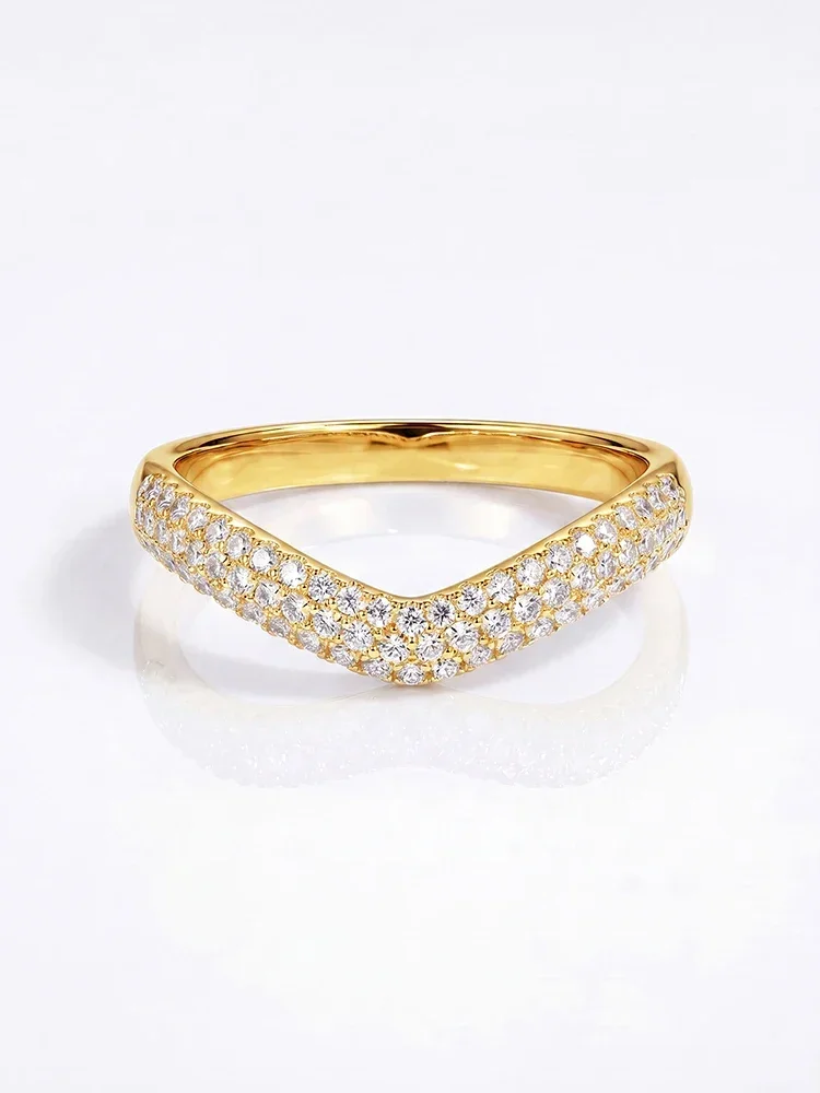 GRA Fashion Echte Runde Moissanit-Diamant V-Form Ringe für Frauen Jubiläum Hochzeit 925 Sterling Silber Feiner Schmuck – Detail 5