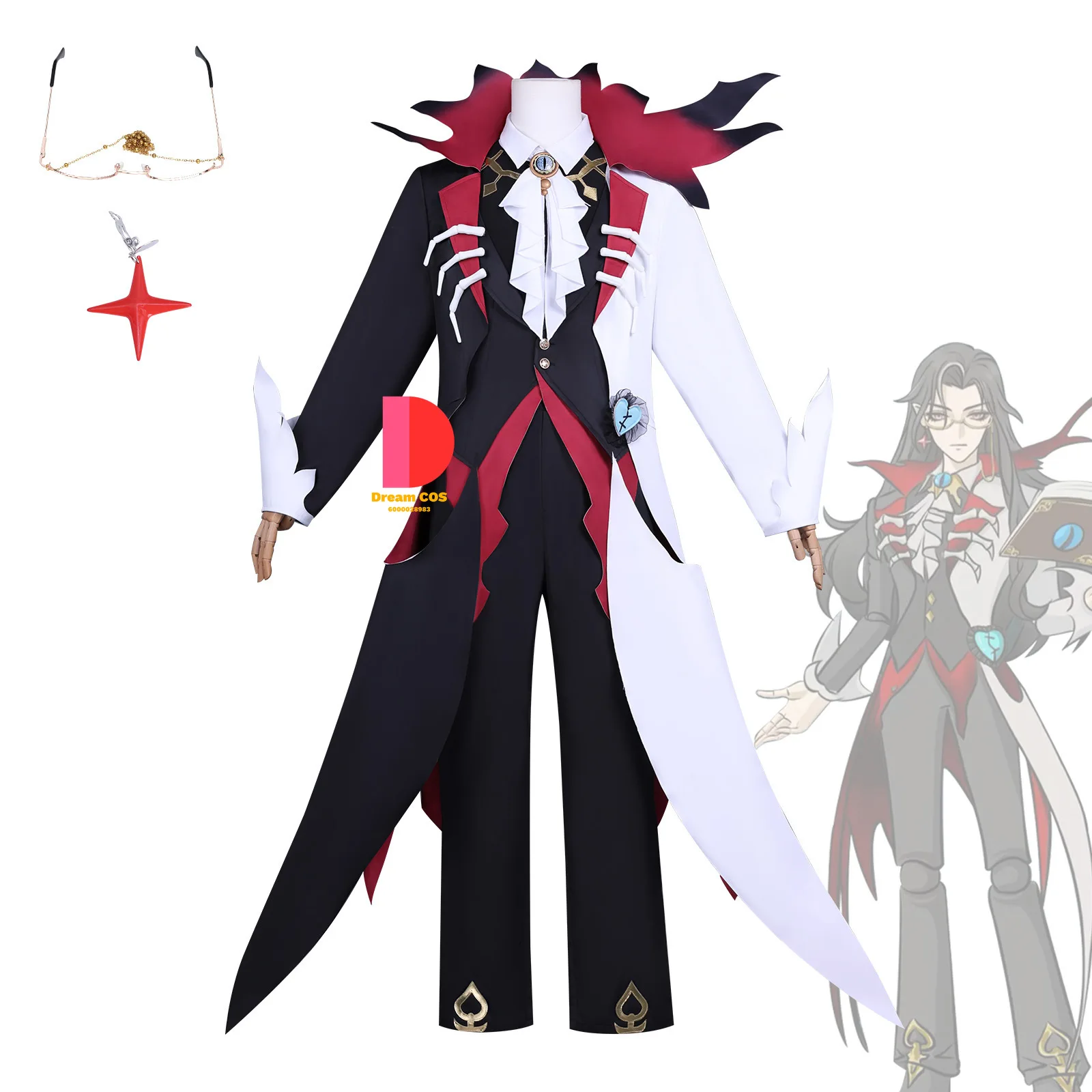 

Game Eggy Cosplay Costume Levin Role Playing Clothes Popular Black Red Outfit for Men Adult Comic Con Halloween Party Suits Set