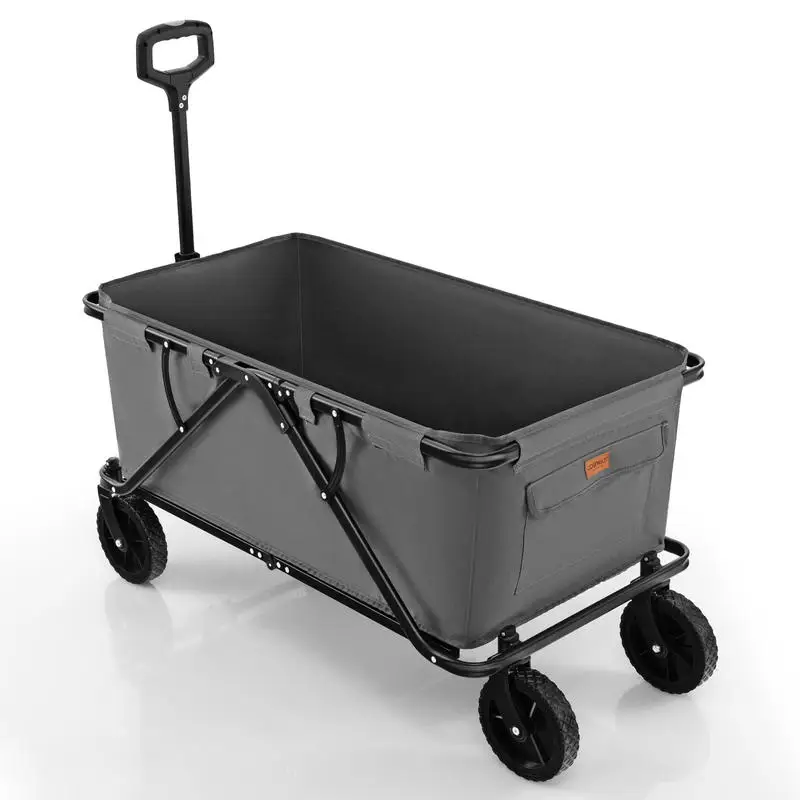 

Collapsible Folding Wagon Cart with Adjustable Handlebar-Gray