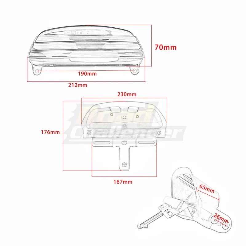 Motorcycle LED Tri-Bar Fender Rear Brake Light Tail Lights License Plate Bracket For Harley Dyna Fat Bob Softail 2006-2015