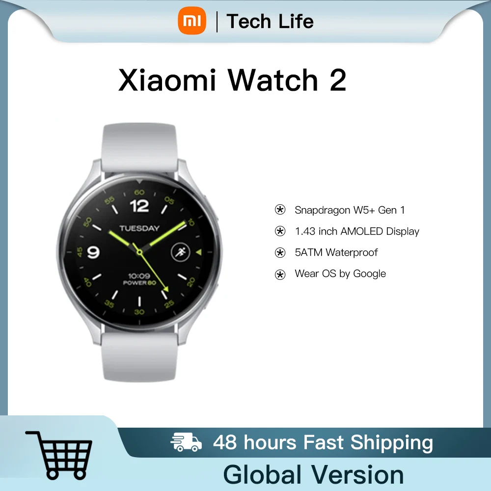 Xiaomi Watch 2 Global Version Google Wear OS 1.43'' AMOLED Screen 32GB Storage 160+ Sports Mode  495mAh Battery Mi Smartwatch