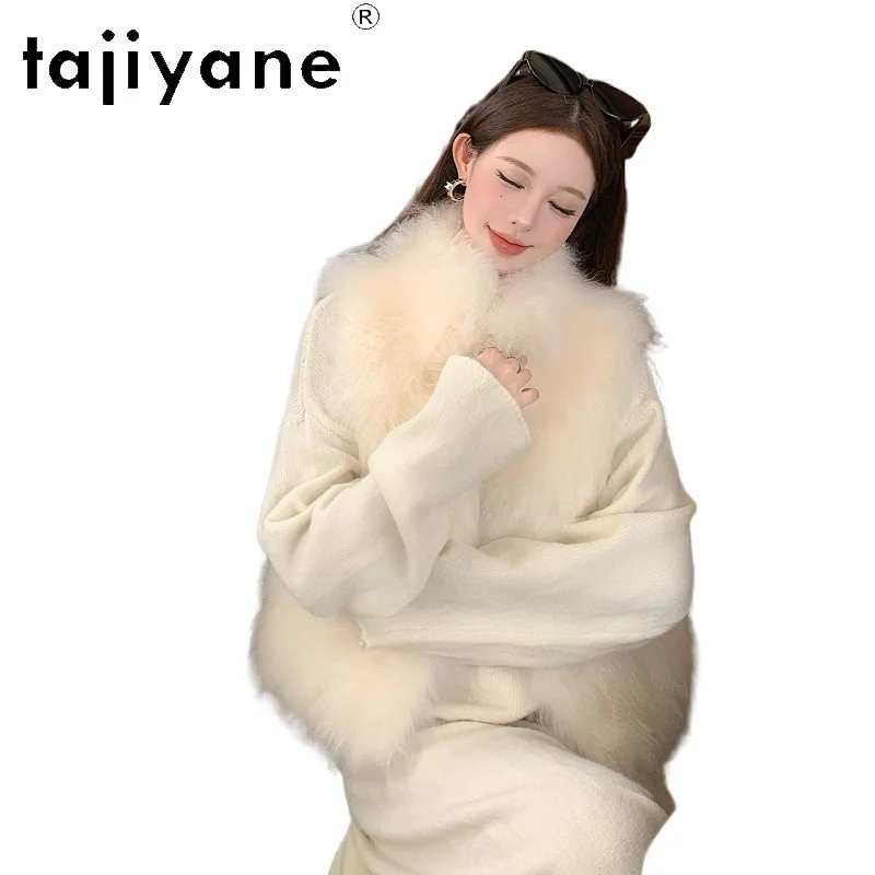 

TAJIYANE Natural Cashmere Vest Luxe Sleeveless Real Fur Coat Woman Short Stand Collar Fur Jacket 2026 Winter Women Clothes шуба