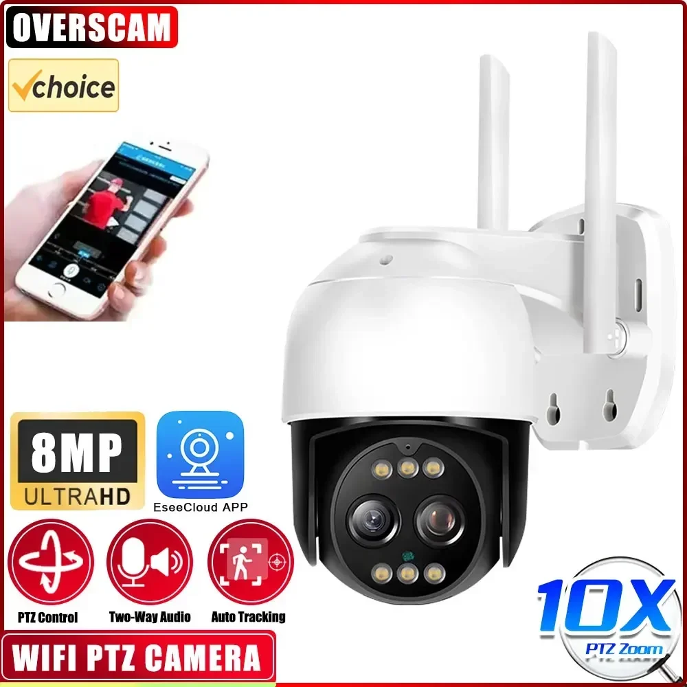 

4K 8MP WiFi Outdoor IP Camera 10x PTZ Zoom Color Night Vision Camera Automatic Tracking Security Protection Monitoring IP CCTV