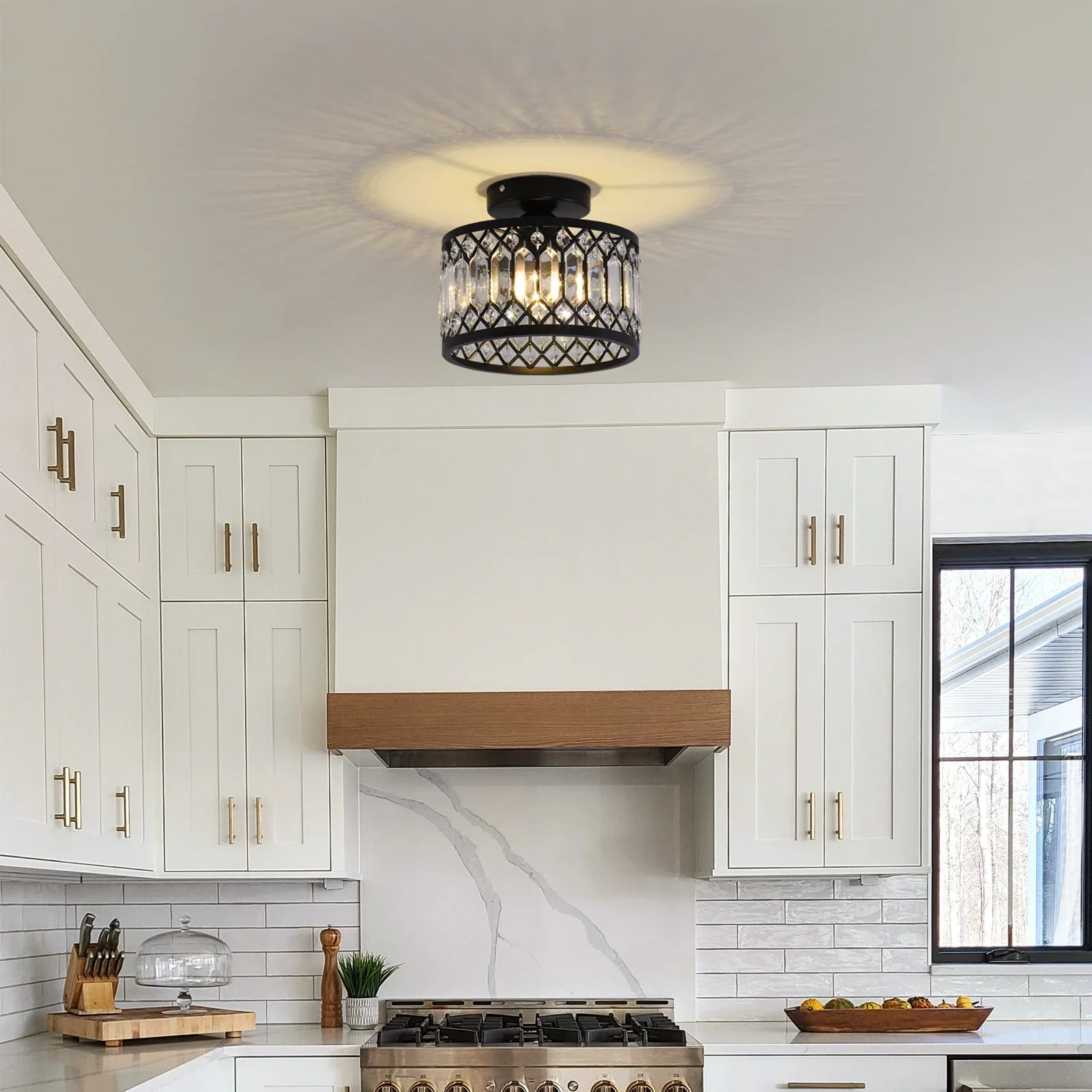 Black Crystal Chandelier Ceiling Light Iron Art Modern LED Pendant Lamp for Living Room Bedroom Home Decor Pendant Lights