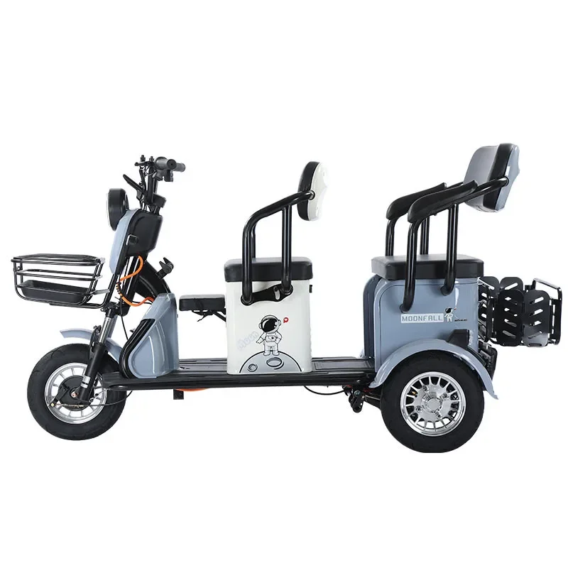 

Electric Tricycle Household Scooter Pick Up and Drop Off Children Passenger and Cargo Dual-purpose Double Row Seats