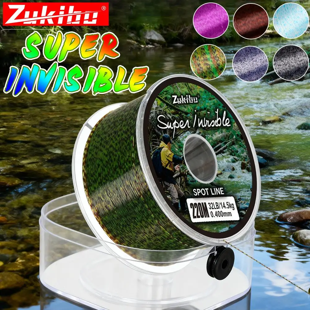 ZUKIBO Unsichtbare, gesprenkelte Speckle-Schnur, superstarke Karpfenangelschnur, Monofilamentschnur, fluorkohlenstoffbeschichtete Nylon-Fliegenfischschnur