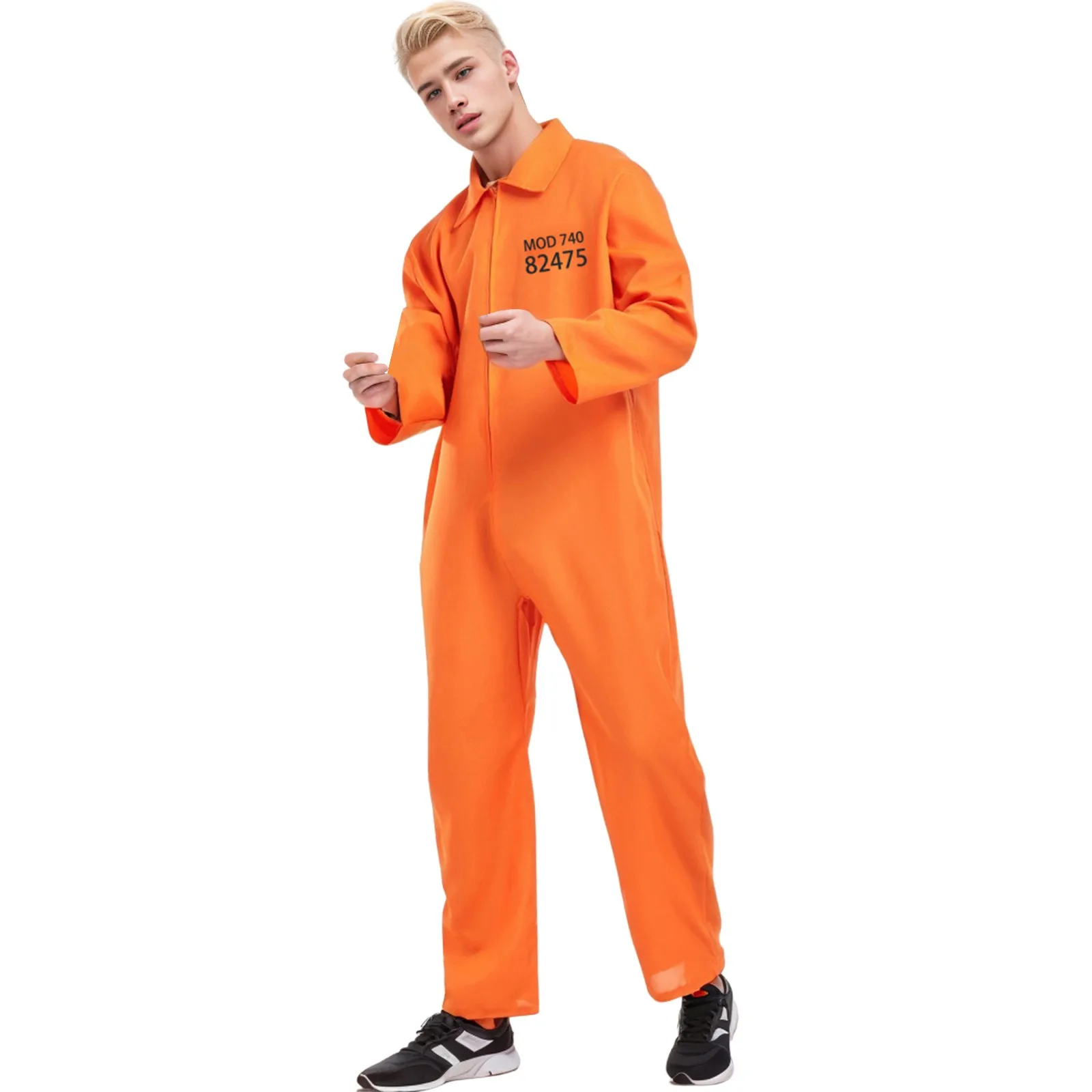 Unisex Jail Costumes Letter Print Long Sleeve Prison Jumpsuit for Adults Toddlers Role-Playing Party Cosplay Outfits