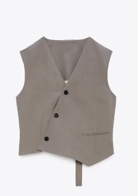 

Fall New Asymmetric Vest 829940 Straight Leg Pants 829740 Women's Faion V-ne Single Button Closure Regular Thin