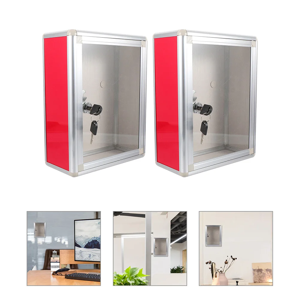 2pcs Wall Mount Mailboxes Suggestion Box Metal Wall Mounted Mail Box Clear Wall Postbox with Lock wall mail box with lock