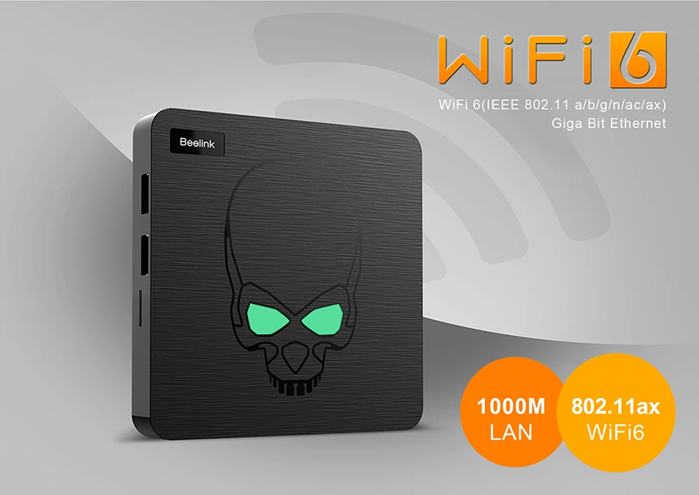 Beelink ight-King Pro WiFi 6 TVBOX Android9.0 Amlogic S922X-H façades Core 4 Go 64 Go 4K 75fps Support BTpig 1000M WLAN USB3.0 ight-King