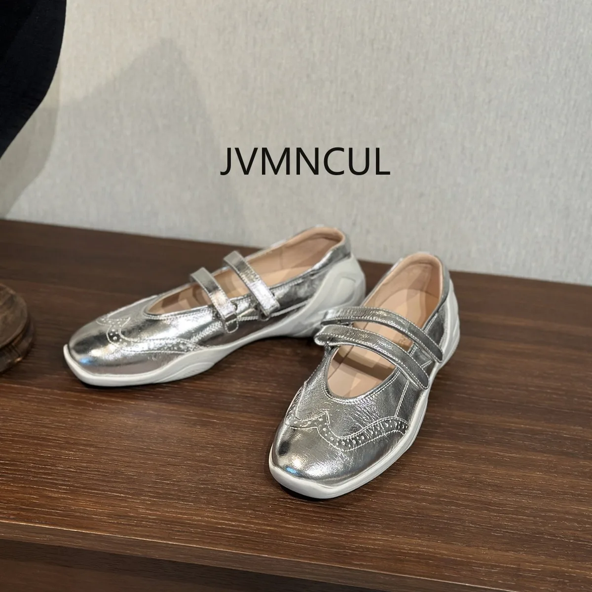 

Женские повседневные спортивные туфли Мэри Джейн из натуральной кожи с вулканизированными двойными ремешками и низким вырезом в стиле из высококачественной воловьей кожи