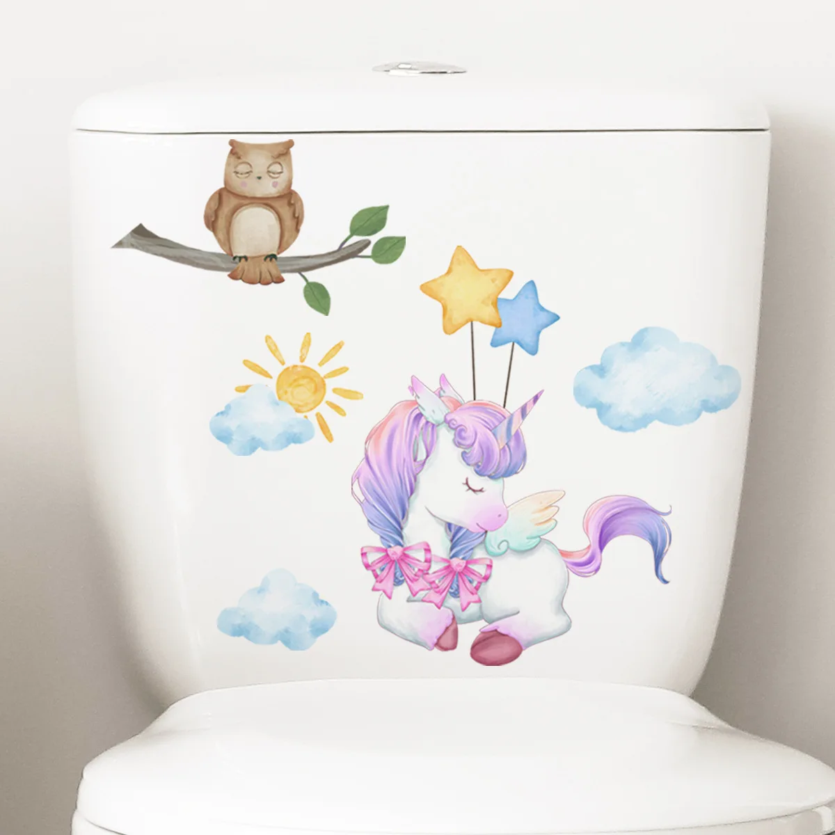 20*30cm Unicorn Cloud Sun Star Cartoon Wall Sticker Cute Toilet Living Room Bedroom Study Restaurant Decorative Wall Sticker