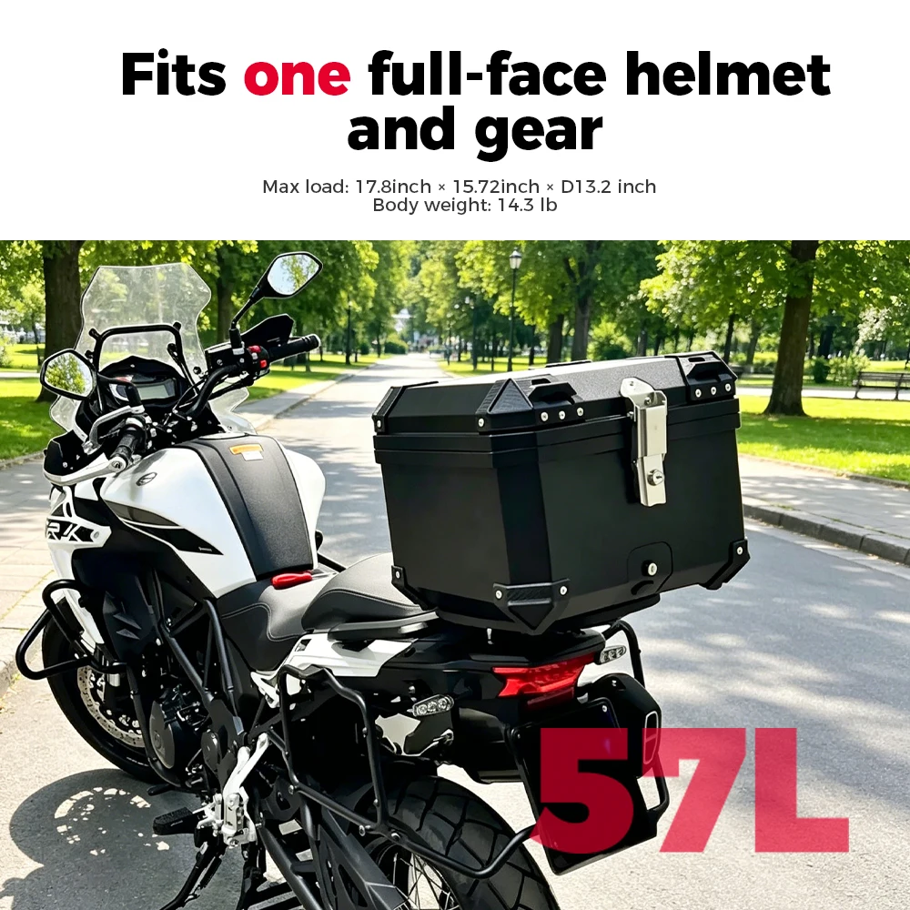 KEMIMOTO 45L/65L Motorrad-Topcase Universeller ABS-Kunststoff-Koffer Motorrad-Heckbox für Motorräder Abnehmbarer Koffer mit Schloss – Detail 8