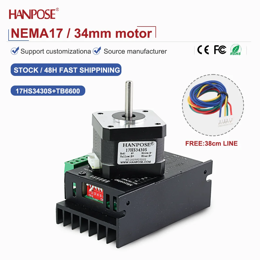 

NEMA17 17HS3430S + TB6600 шаговый двигатель 12 В 0,4 А двухфазный четырехпроводной двигатель для 3D-печати аксессуары производитель прямые продажи