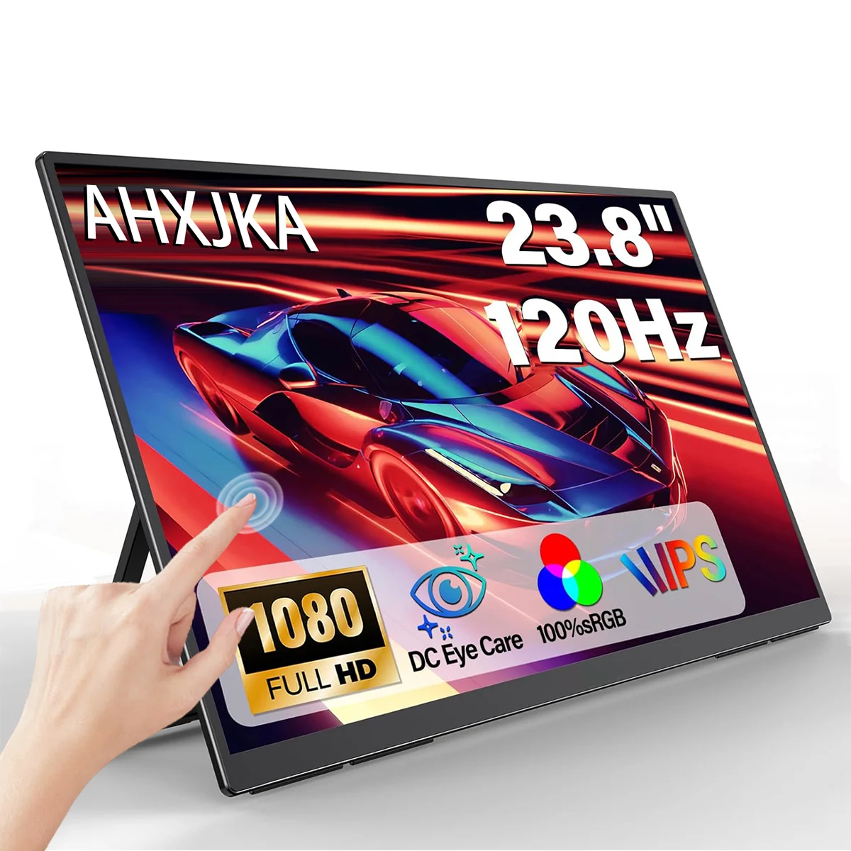 AHXJKA 23.8" Touch Portable Monitors 120Hz Game Screen FHD Computer Expand Display Speaker For XBox PS4/5 Switch Loptop TV Box