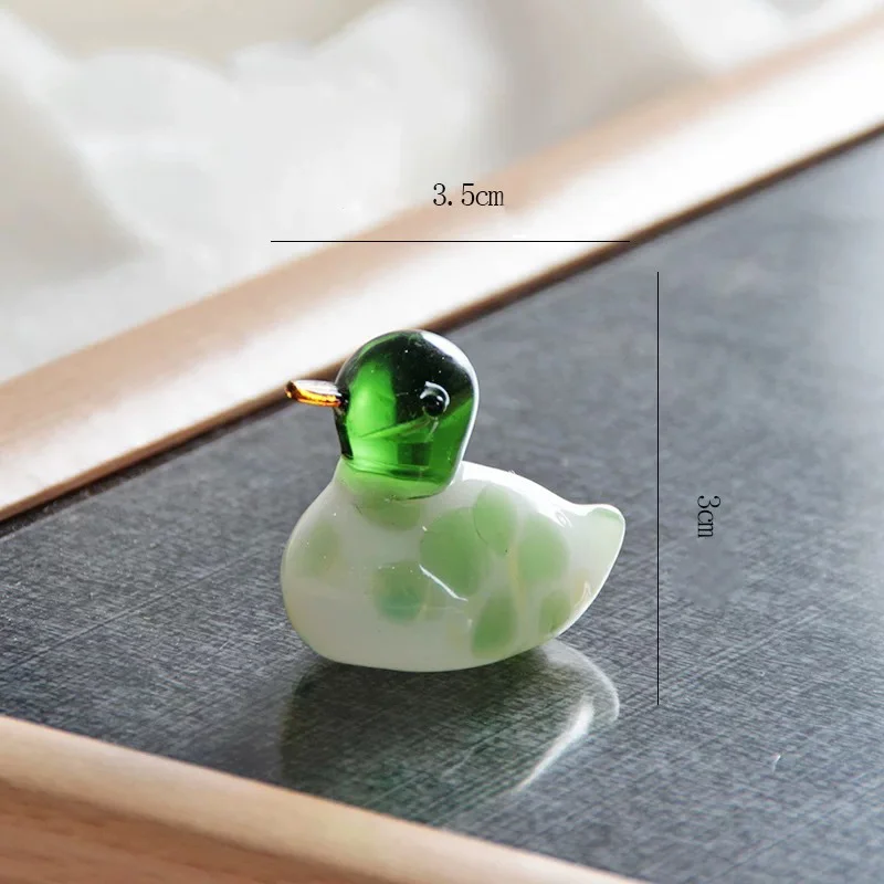 Green Duckling Handmade Glass Ornament Mandarin Duckling Gift Desktop Decoration Car Ornament Cute