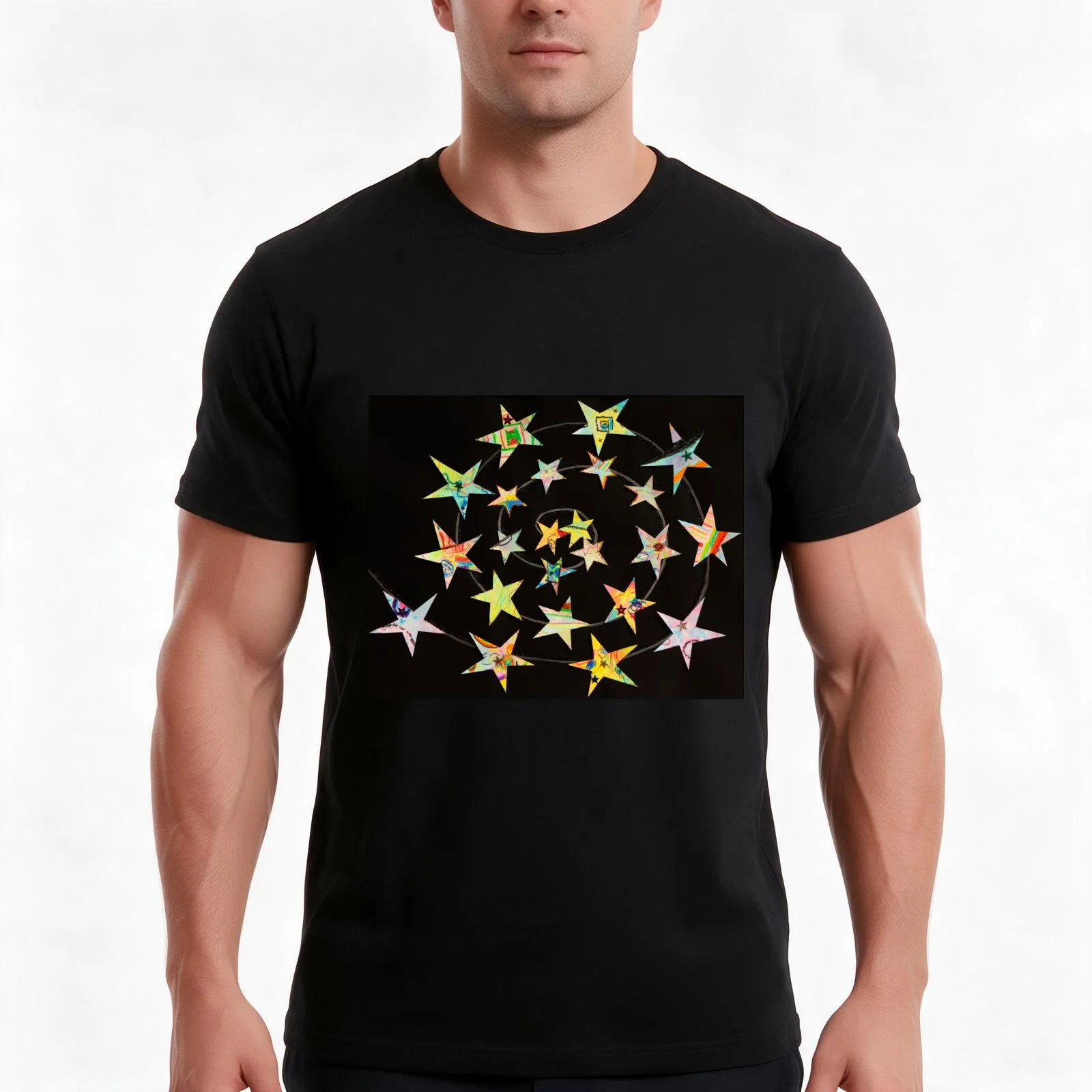 HHPS Art Show Class 2B Watercolour and Wax Paper Collage: Follow Your Star T-Shirt Summer Casual Cotton Tee Unisex Men Women