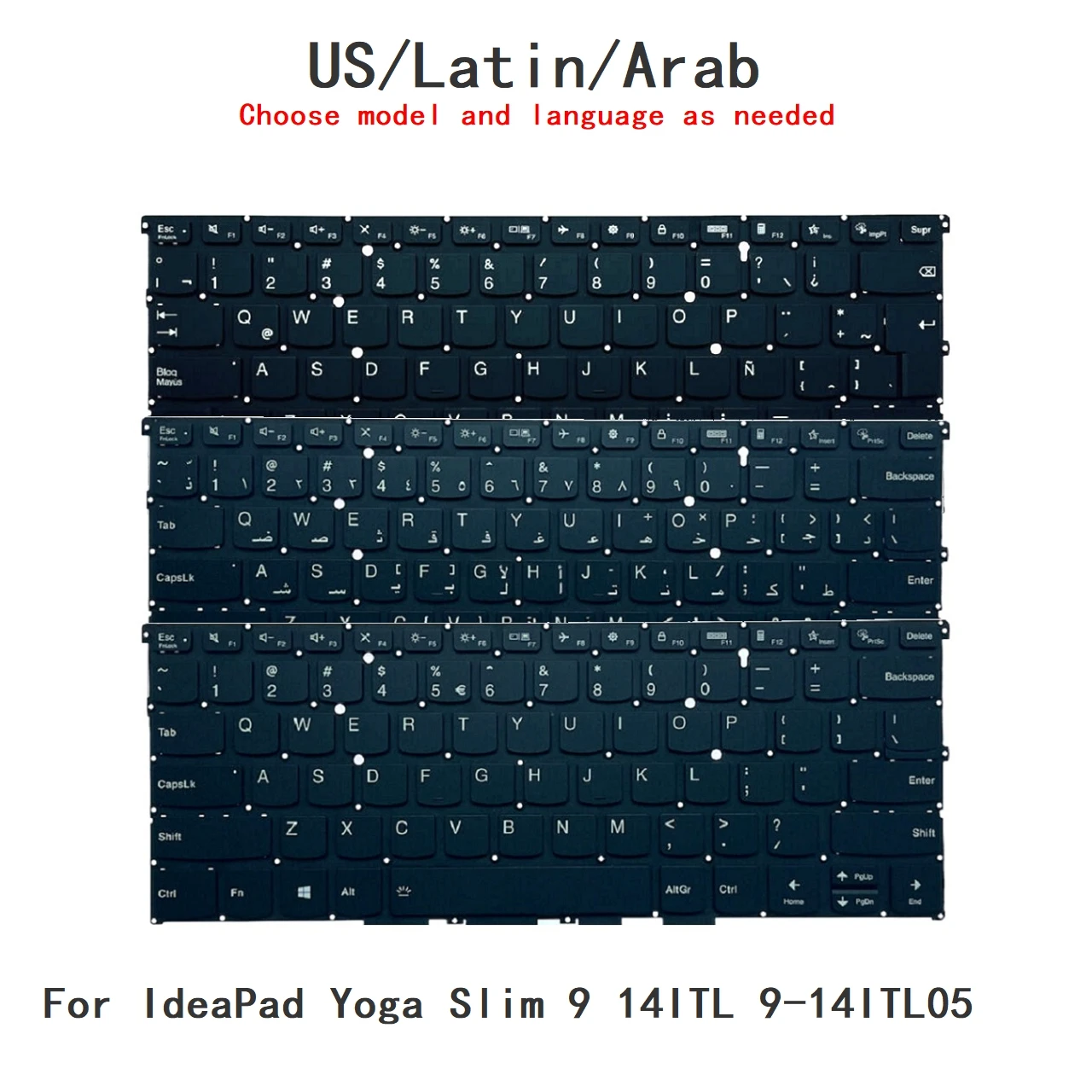 

New US Latin Arab Language Backlit Keyboard For Lenovo IdeaPad Yoga Slim 9 14ITL 9-14ITL05 PR4UXB