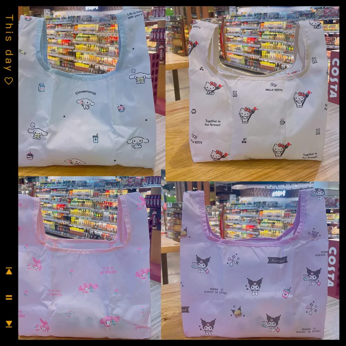 ハローキティかわいいショッピングバッグクロミアニメメロディ漫画収納袋衣類折りたたみ式大容量包装ポータブル