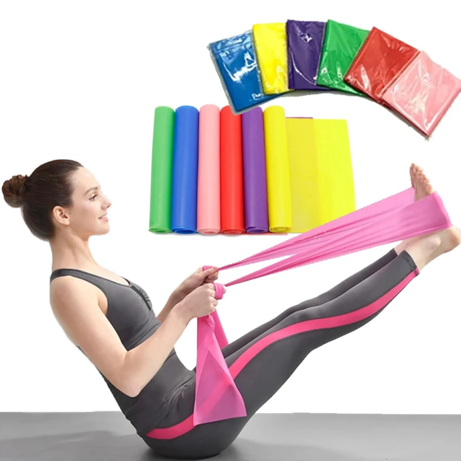 New Yoga Pilates Stretch Resistance Band Exercise Fitness Band Training Elastic Exercise Fitness Rubber 150cm Natural Rubber Gym