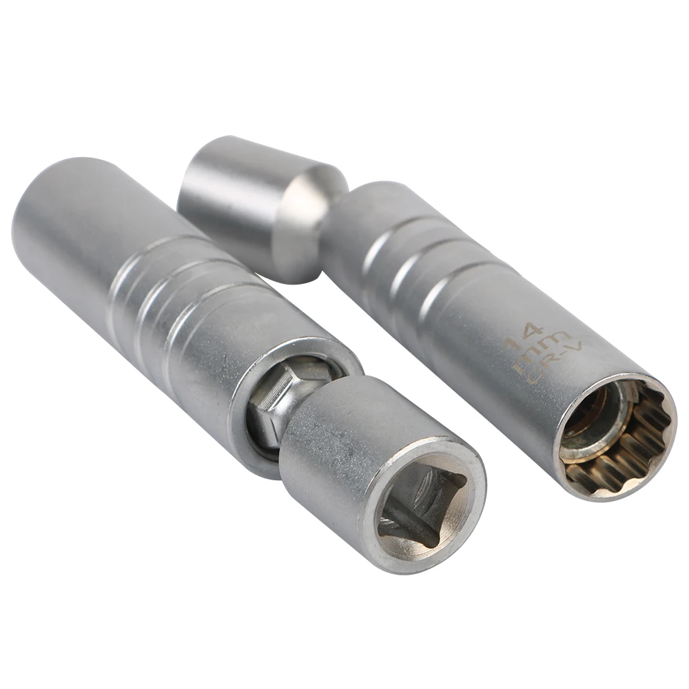 Thin Wall 12 Angle Flexible Socket Wrench With Magnetic Universal Joint Auto Repair Tool 14mm 16mm Spark Plug Socket