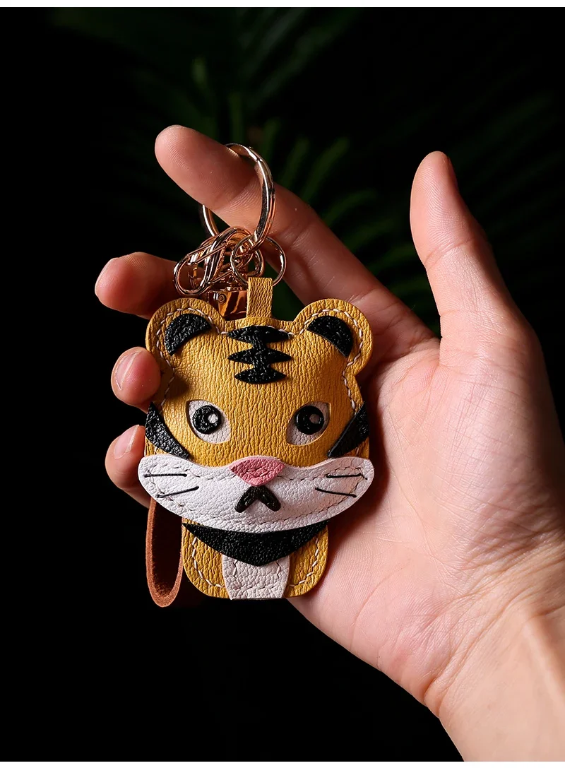 

Handmade Leather Bag Charm Zodiac Tiger Original Customized Keychain Exquisite Cute DIY Material Bag Pendant Birthday Gift