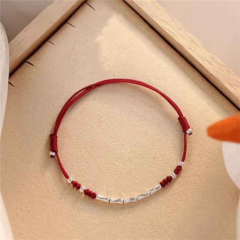 Lucky Bamboo Handmade Braided Red String Bracelet For Couple Women Adjustable Bracelet For Best Friends Lovers Gifts-IIOO