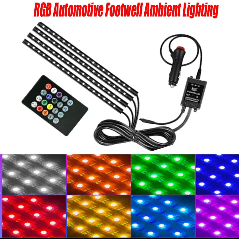 RGB Car Floor Ambient Lighting—One-to-Four Silicone Hose—Interior Modification Ambient Lighting and Car Floor Lights