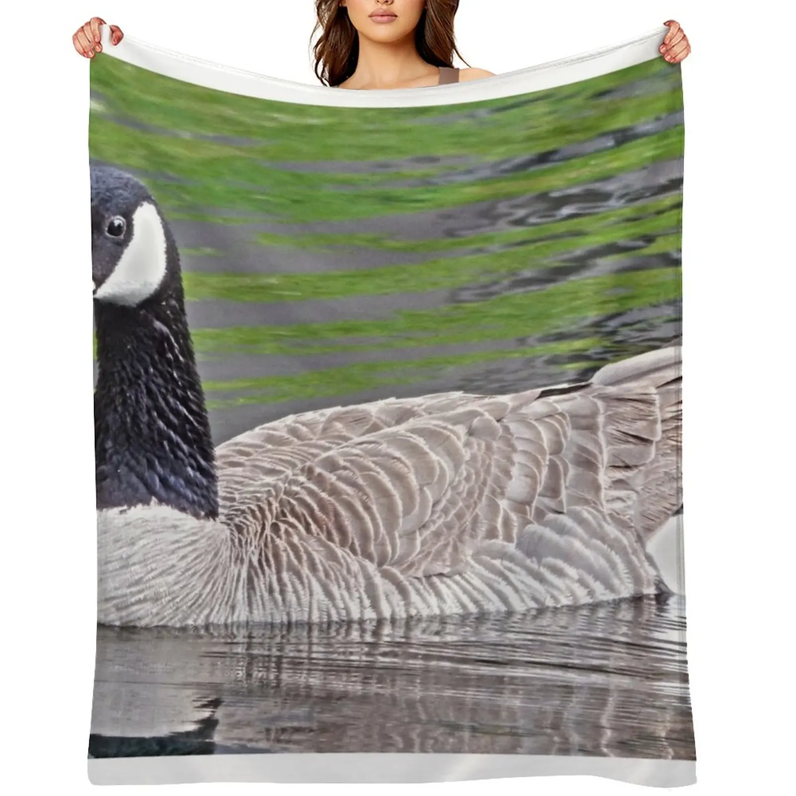 

Canadian goose swimming in water Throw Blanket Vintage Retros manga For Decorative Sofa Blankets