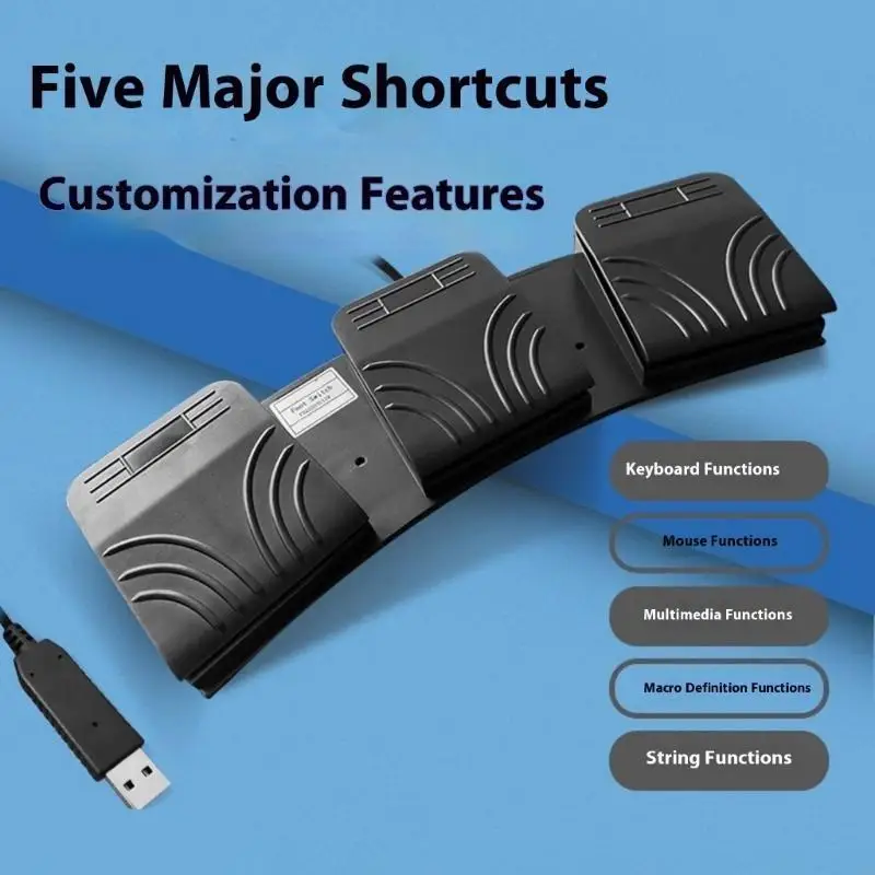 USB Foot Pedal With Customizable Macros For Multimedia And Equipment Control 