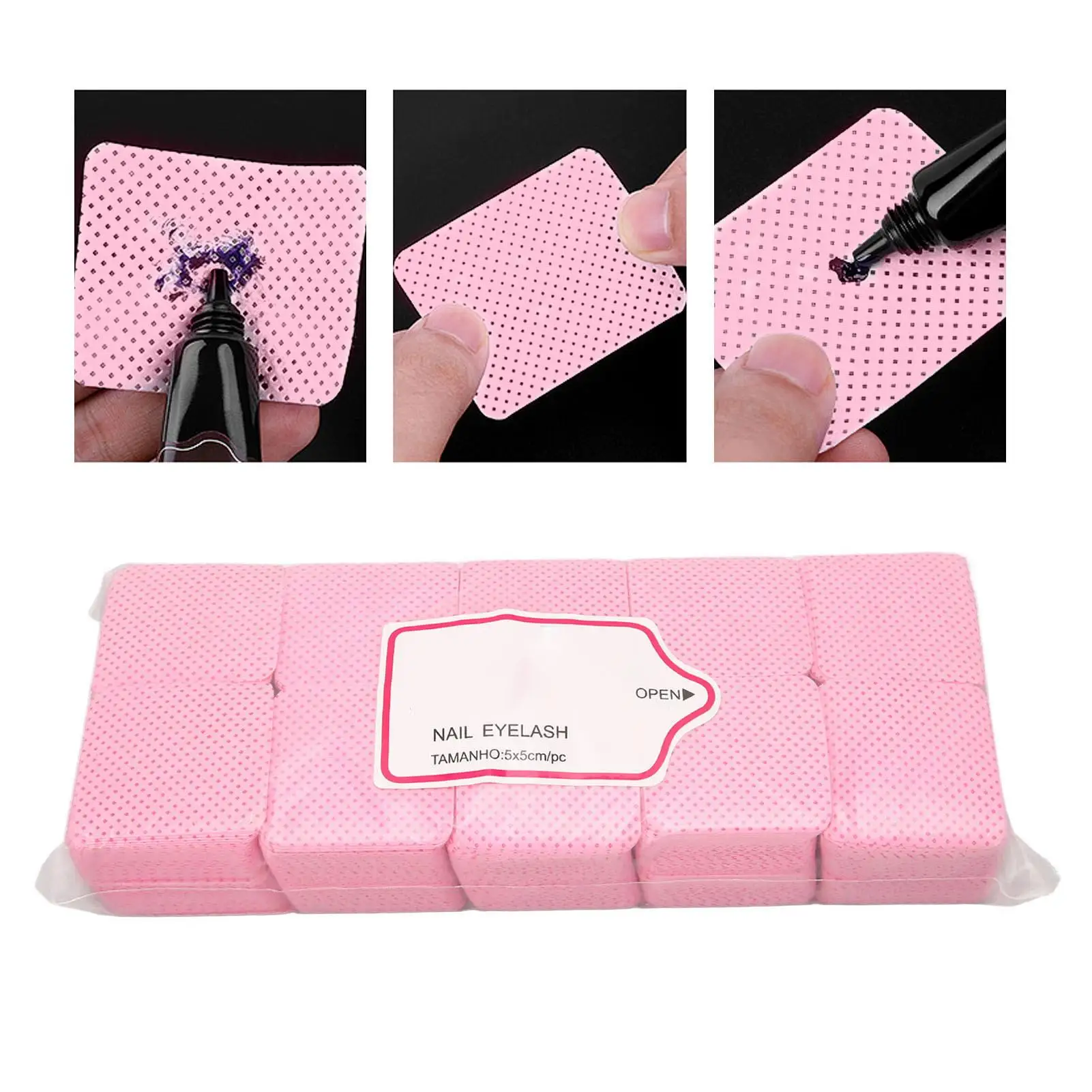 1000pcs Soft Lint-Free Nail Wipes for Polish Removal & Eyelash Glue Cleaning - Pink Nail Art Essential