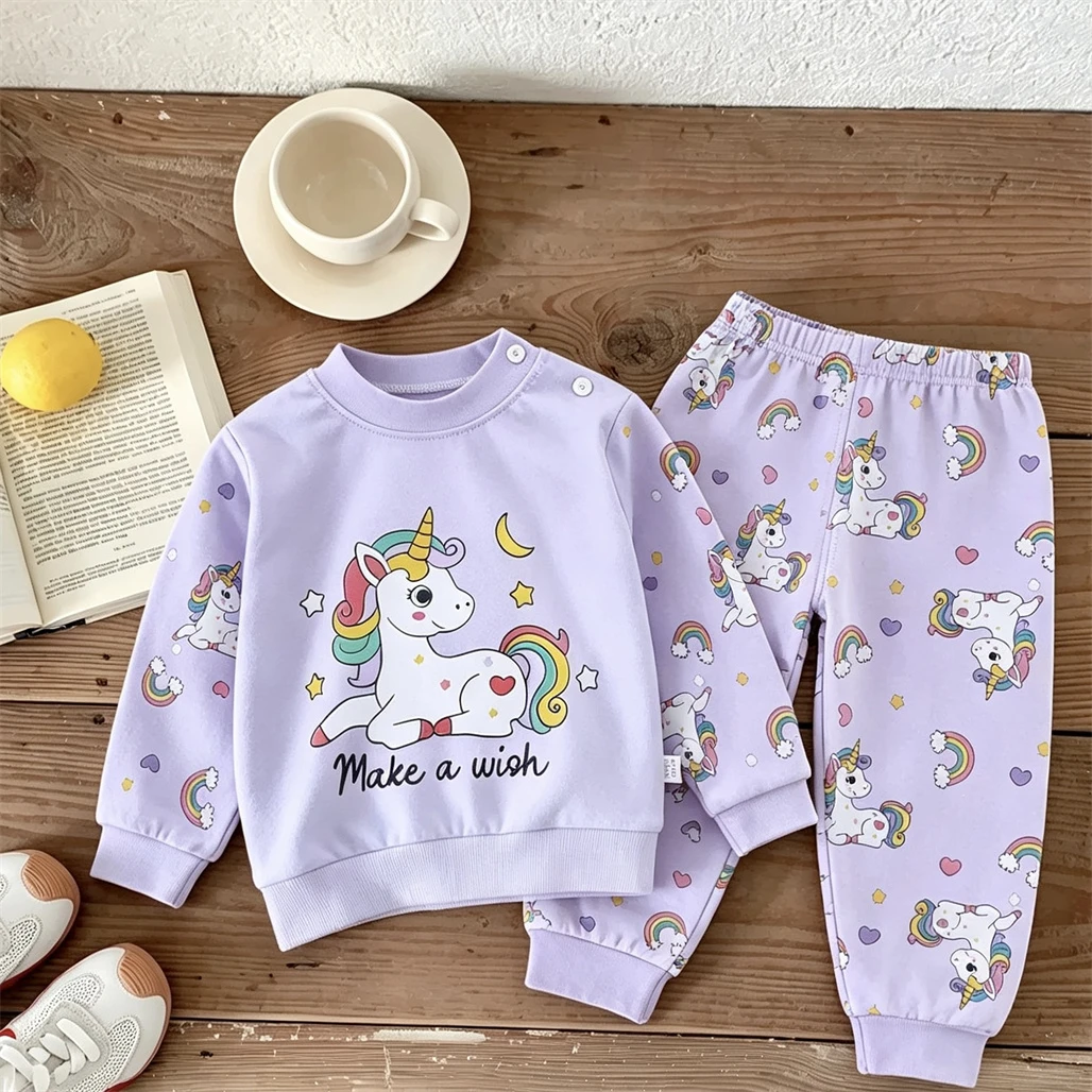 Neues Design Schlafanzug Zweiteiliges Set für Kleinkinder aus Reiner Baumwolle, Langarm-Outfits für 1-4 Jahre Alte Kinder, Niedliche Pullover-Pyjamas mit Hosen – Detail 1