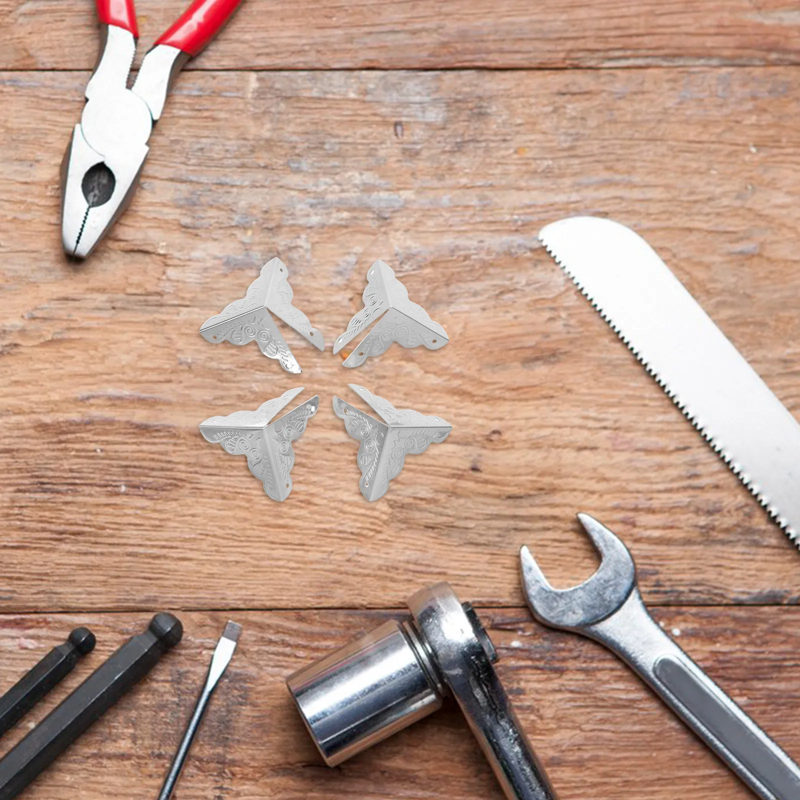 

100Pcs Vintage Metal Corner Protectors Jewelry Box Triangle Edge Guards Packaging Protective Furniture Corner Guards