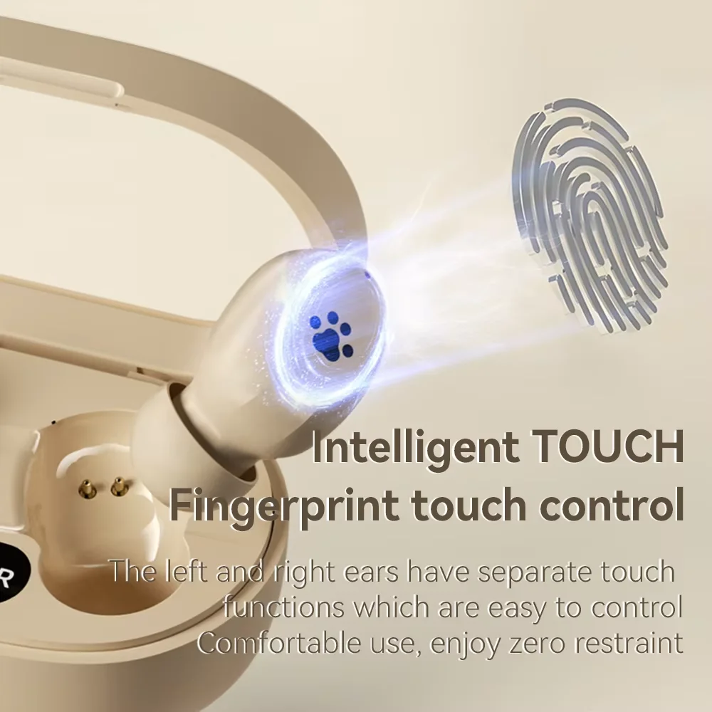 Cat Paw Print Bluetooth-hoofdtelefoon Power Display Bluetooth 5.3 Oortelefoon voor meisjes Intelligente aanraakbediening HIFI draadloze oortelefoon