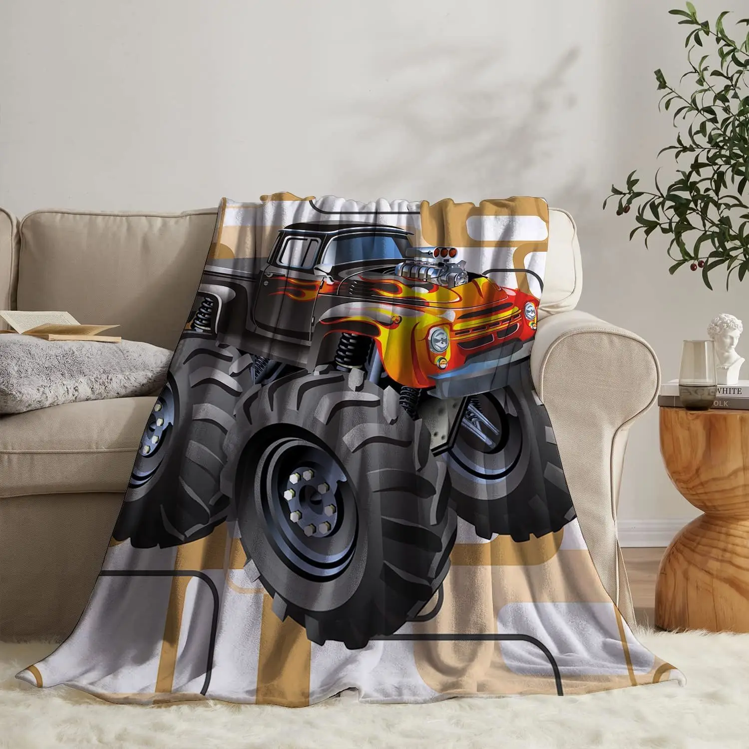 Monster Truck Blanket 3D Fun Game Super Soft Bedding Products Plush Blanket Ultra fine Fiber Flannel Blanket Children's Gift