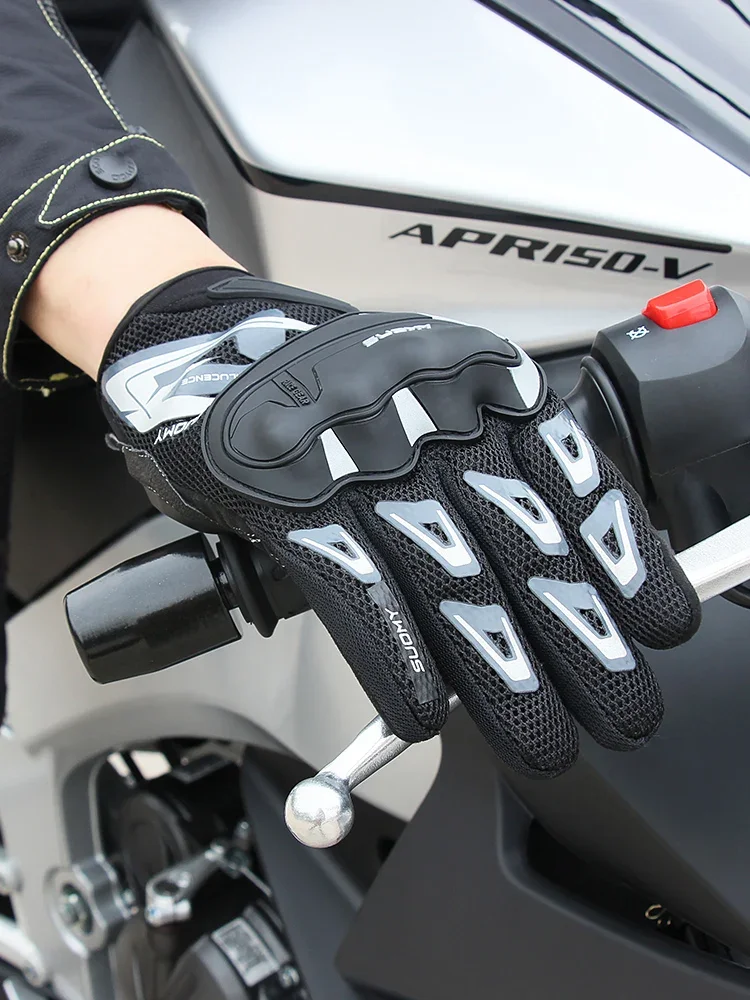 

Motorcycle Breathable Summer Mesh Gloves Moto Men Women Touch Screen Full Finger Anti-Slip Fashion Racing Motorbike Glove