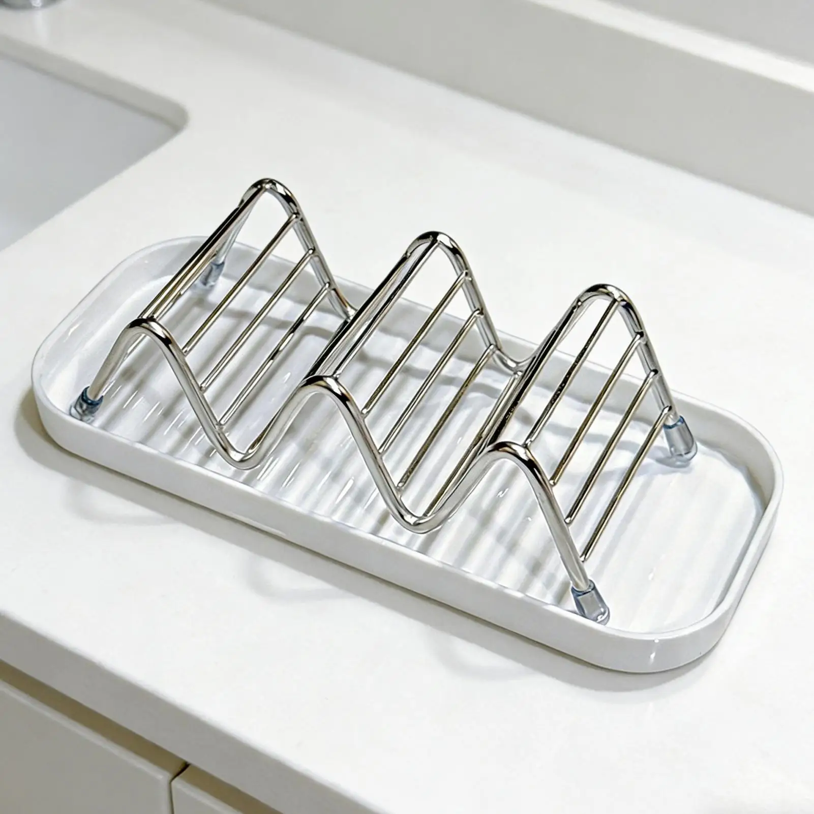 Stainless steel soap dish with tray Self-draining soap Holder Sponge drain rack for Bathroom storing soap cleaning brushes