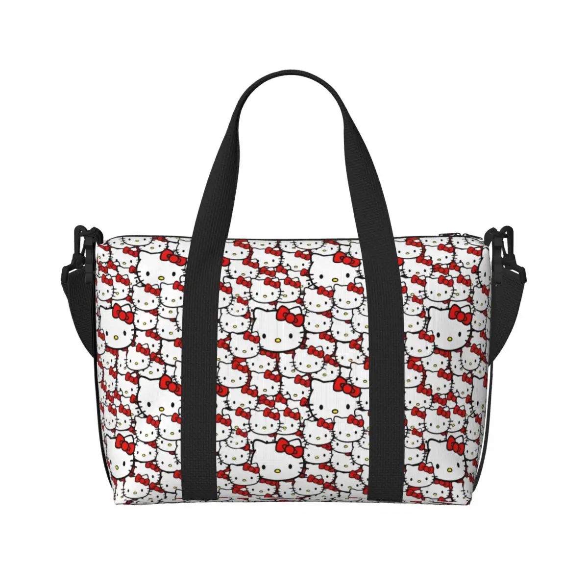 

Пляжная сумка-тоут с мультяшным рисунком кошки для женщин, очень большая, для спортзала, аниме-сумка для путешествий и покупок