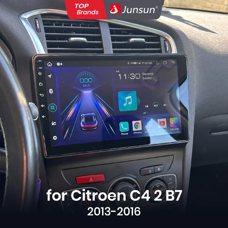 Autoradio Junsun pour Citroen C4 2 B7 2013 - 2016, CarPlay sans fil, Android Auto, 8 cœurs, ventilateur de refroidissement intégré, navigation GPS Android, lecteur multimédia, 4G-LTE, WiFi, DAB+, DSP, RDS, BT, SWC, écran tactile IPS, autoradio, unité principale stéréo
