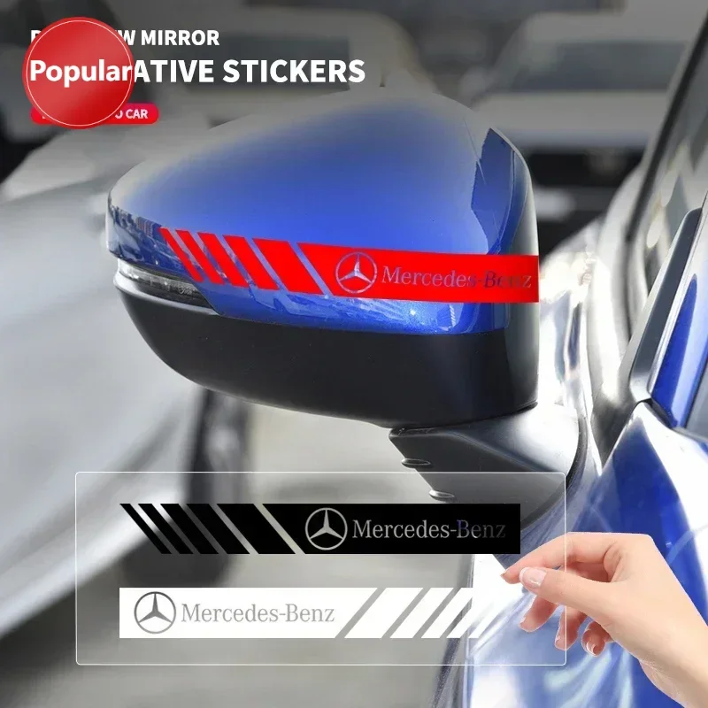 

# 2 шт./компл. наклейка на зеркало заднего вида, боковая наклейка в полоску для Mercedes Benz AMG A B C E S class GLA GLC CLA GLK GLE, аксессуары