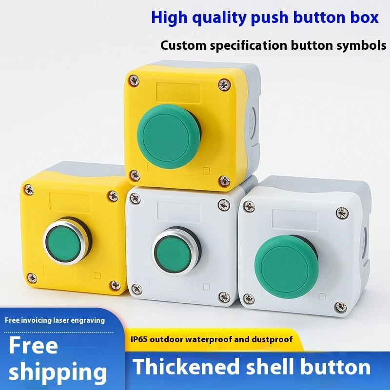 

One Hole High-quality Jog Self Reset Button Start Stop Switch Circular Flat Green Mushroom Head Fan Control Box 22mm