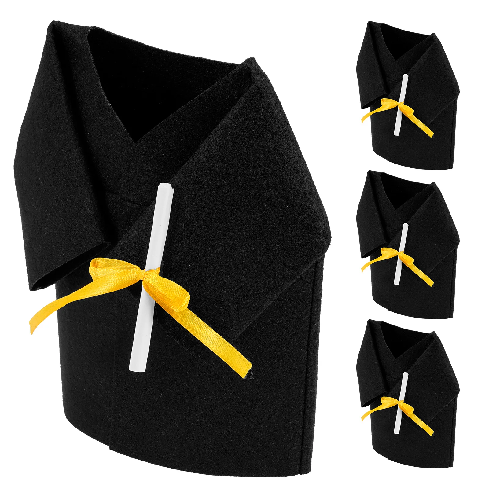 

4Pcs Doctoral Mini Graduation Gown Bottle Cover Wine Bottle Decoration Tassel Supplies Funny Wine Cover