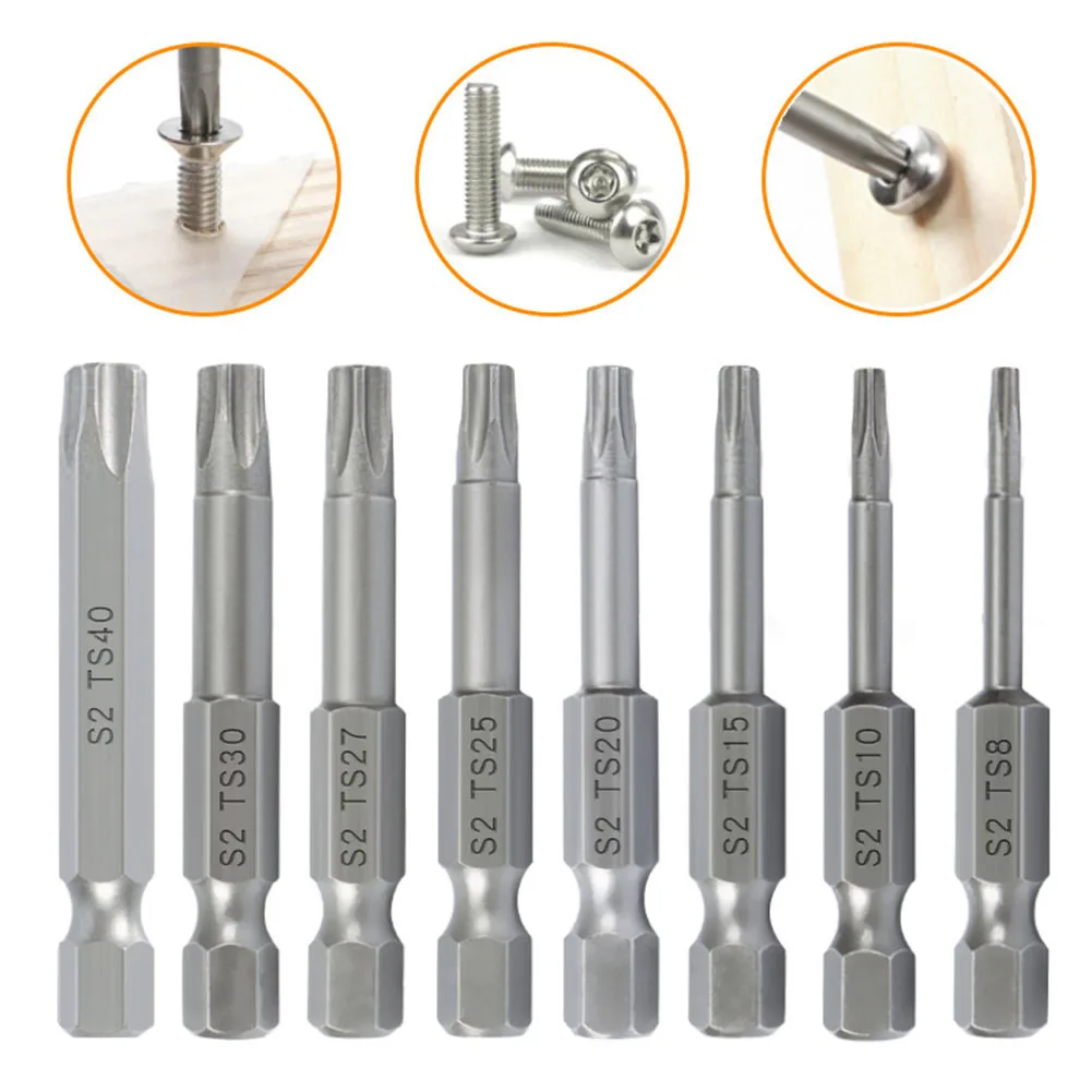 

1pc Torx Screwdriver Bit 50mm 1/4 Hex Shank Magnetic Five-Point Torx Screwdriver Bit With Hole T8-T40 Home Hand Repair Tools