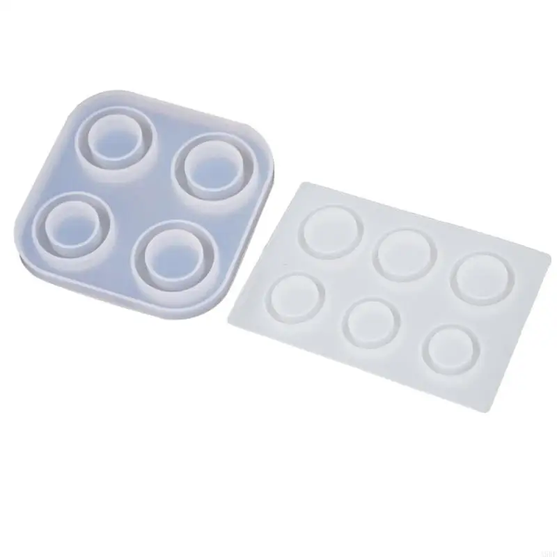 

A9BF Exquisite Crystal Epoxy Ring Molds Set Round Soft Silicone Transparent Mould